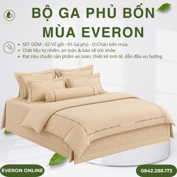 Bộ ga phủ bốn mùa Everon ESTMC26006 Cánh đồng vàng Tencel Blend BST Đơm hoa
