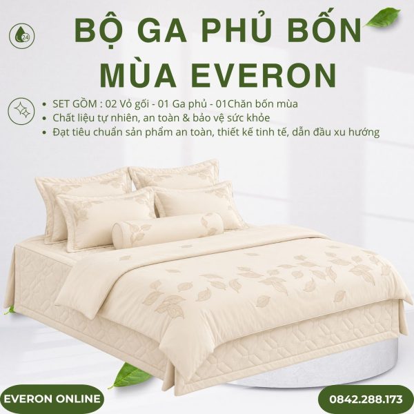 Bộ ga phủ bốn mùa Everon ESTMC27011 Foliage Modal Cotton BST Những mảnh êm