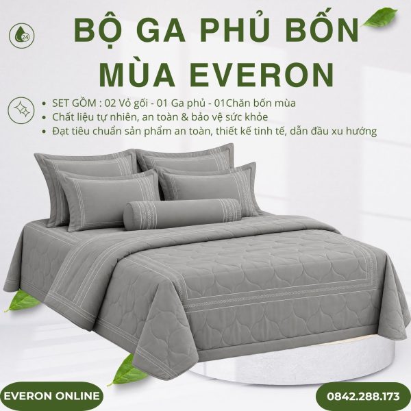 Bộ ga phủ bốn mùa Everon ESTMC27012 Pinnate Tencel Modal Cotton BST Những mảnh êm