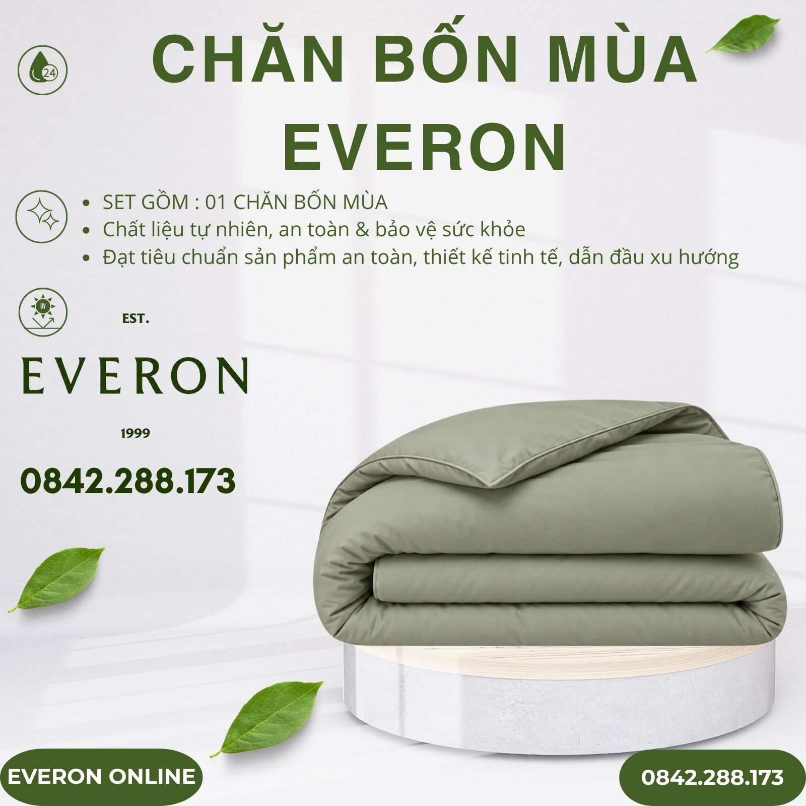 Chăn bốn mùa Everon BSL714 Sage Lyocell Twill BST Basic Chăn bốn mùa Everon BSL714 Sage Lyocell Twill BST Basic