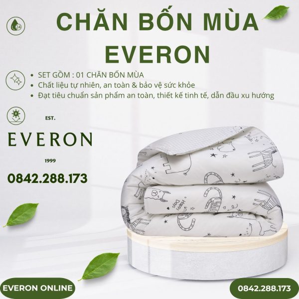 Chăn bốn mùa Everon CPC25204 vườn thú tinh nghịch Cotton BST Cutie
