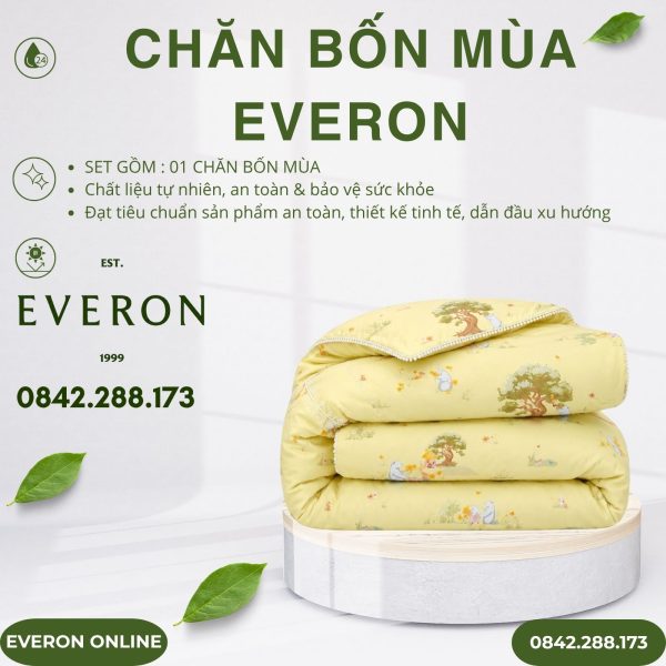 Chăn bốn mùa Everon CPC27203 Rabbit & Bear Cotton Sateen BST Cutie