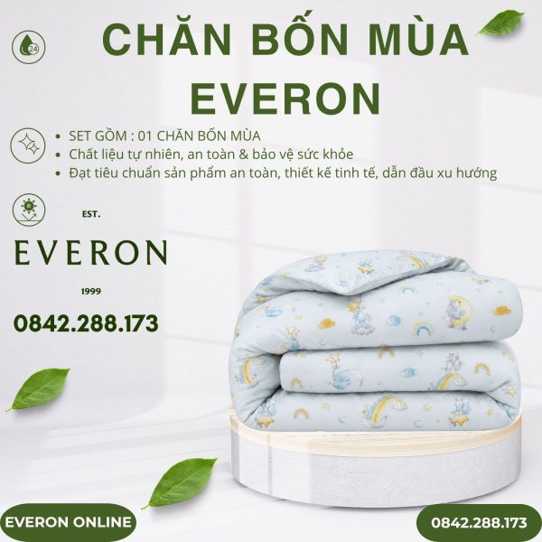 Chăn bốn mùa Everon CPT26201 Vườn thú trên mây Tencel BST Cutie
