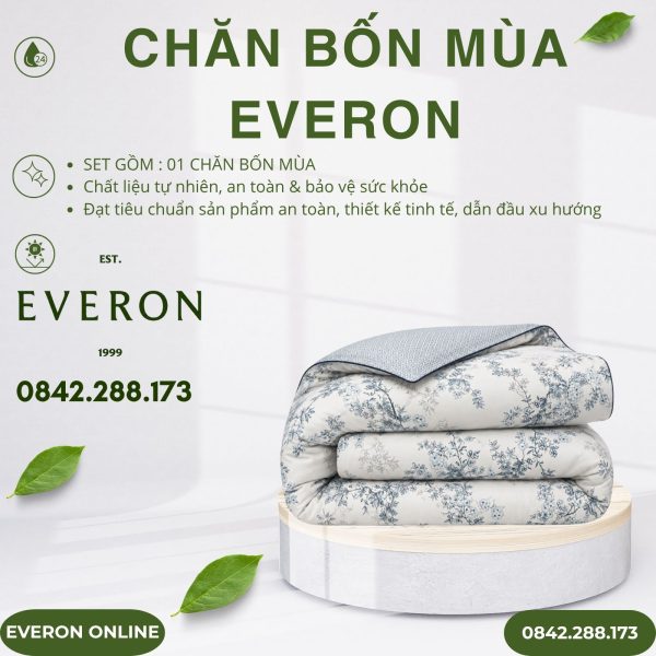 Chăn bốn mùa Everon EPC26012 Vườn cổ điển Cotton BST Đơm hoa
