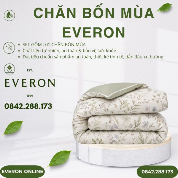 Chăn bốn mùa Everon EPC26014 Sách hoa Cotton Sateen BST Đơm hoa