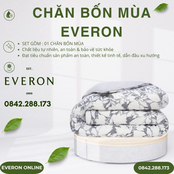 Chăn bốn mùa Everon EPM25026 chùm lá tinh tế Modal Cotton BST Khu vườn tinh hoa
