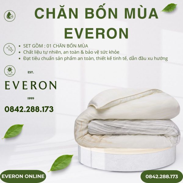 Chăn bốn mùa Everon EPT25029 hồ sâu sắc Tencel BST Khu vườn tinh hoa