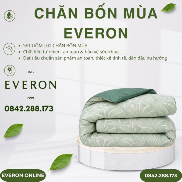 Chăn bốn mùa Everon EPT26015 Monstera Tencel BST Đơm hoa