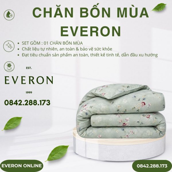 Chăn bốn mùa Everon EPTC26011 thu thiên thanh Tencel BST Đơm hoa