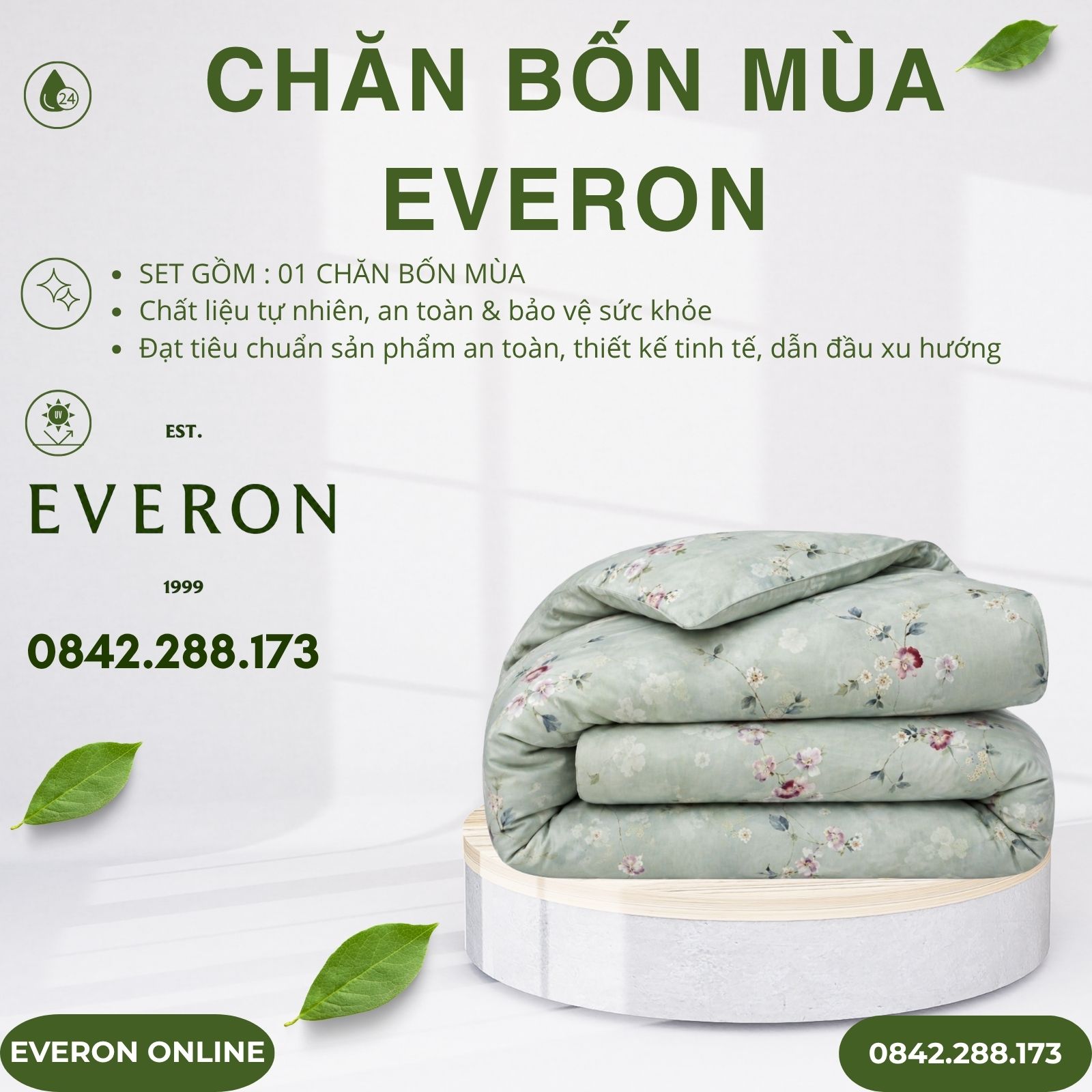 Chăn bốn mùa Everon EPTC26011 thu thiên thanh Tencel BST Đơm hoa Chăn bốn mùa Everon EPTC26011 thu thiên thanh Tencel BST Đơm hoa
