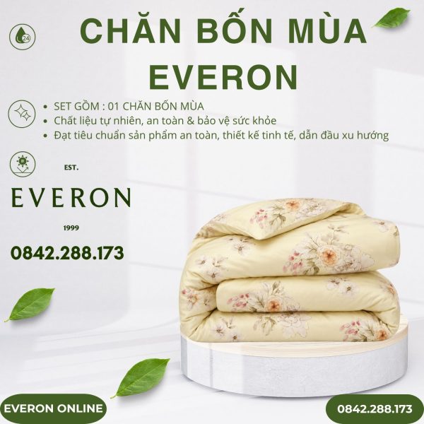 Chăn bốn mùa Everon EPTC26018 Muôn hoa vàng Tencel Blend BST Đơm hoa