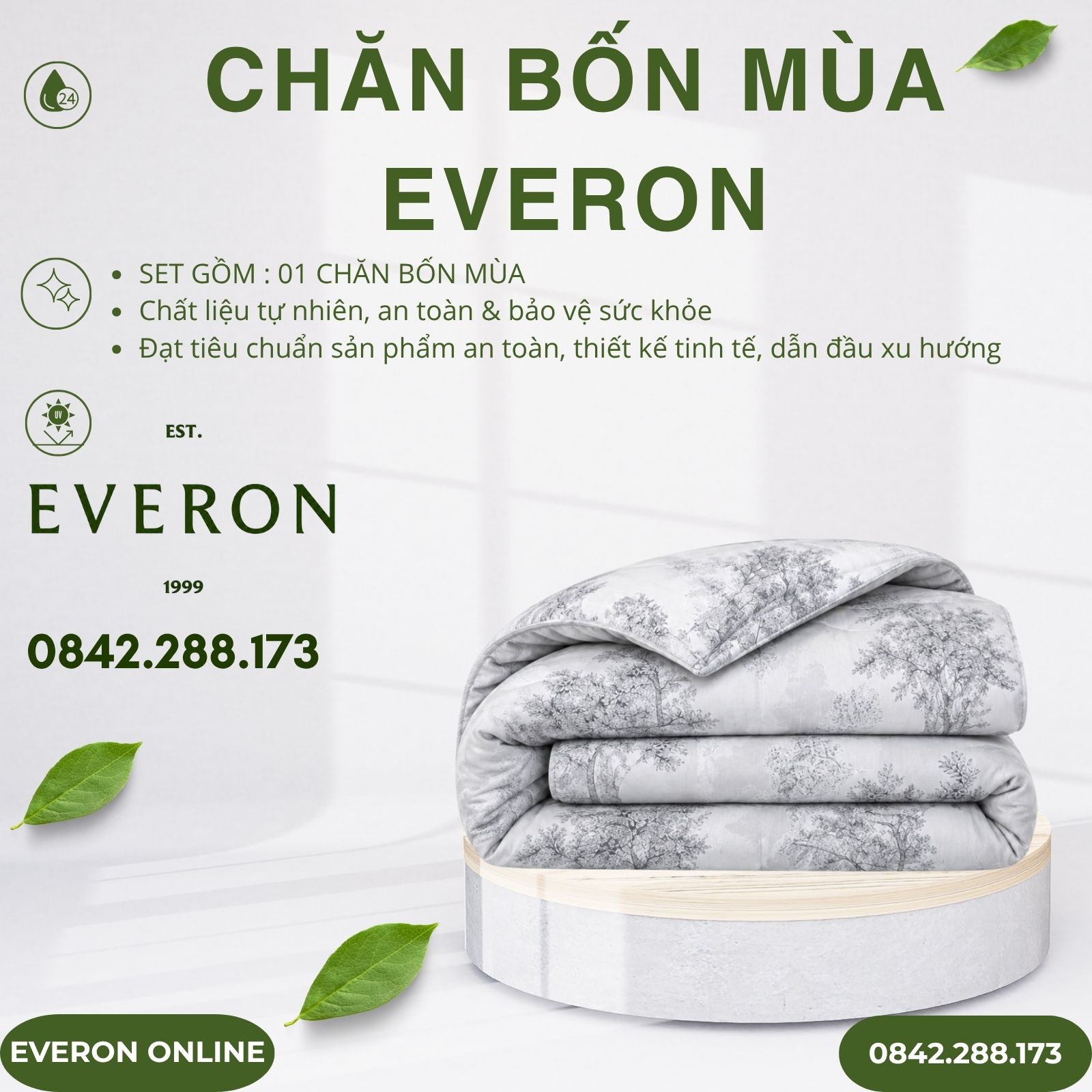 Chăn bốn mùa Everon EPTC27023 Toile De Jouy Tencel Blend BST Những mảnh êm Chăn bốn mùa Everon EPTC27023 Toile De Jouy Tencel Blend BST Những mảnh êm
