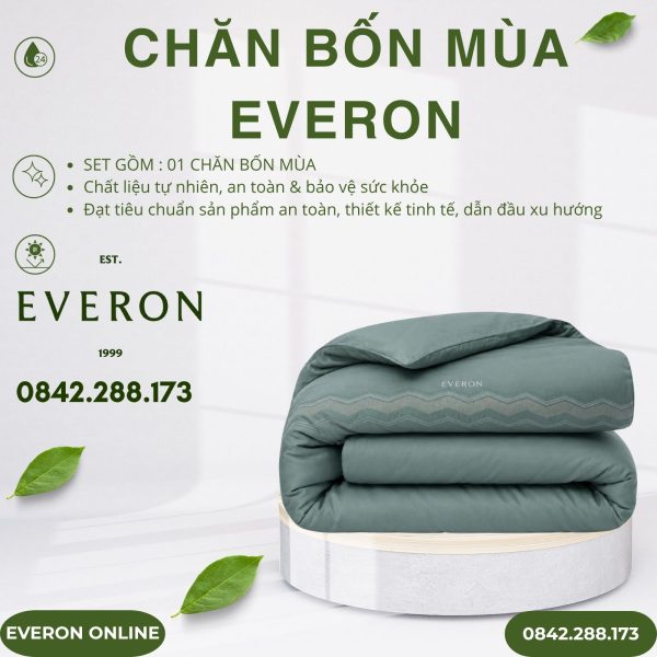 Chăn bốn mùa Everon ESB26010 gợn sóng biếc Bamboo BST Đơm hoa