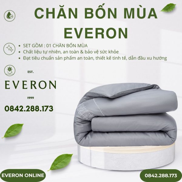 Chăn bốn mùa Everon EST25024 nét kiên định Tencel BST Khu vườn tinh hoa