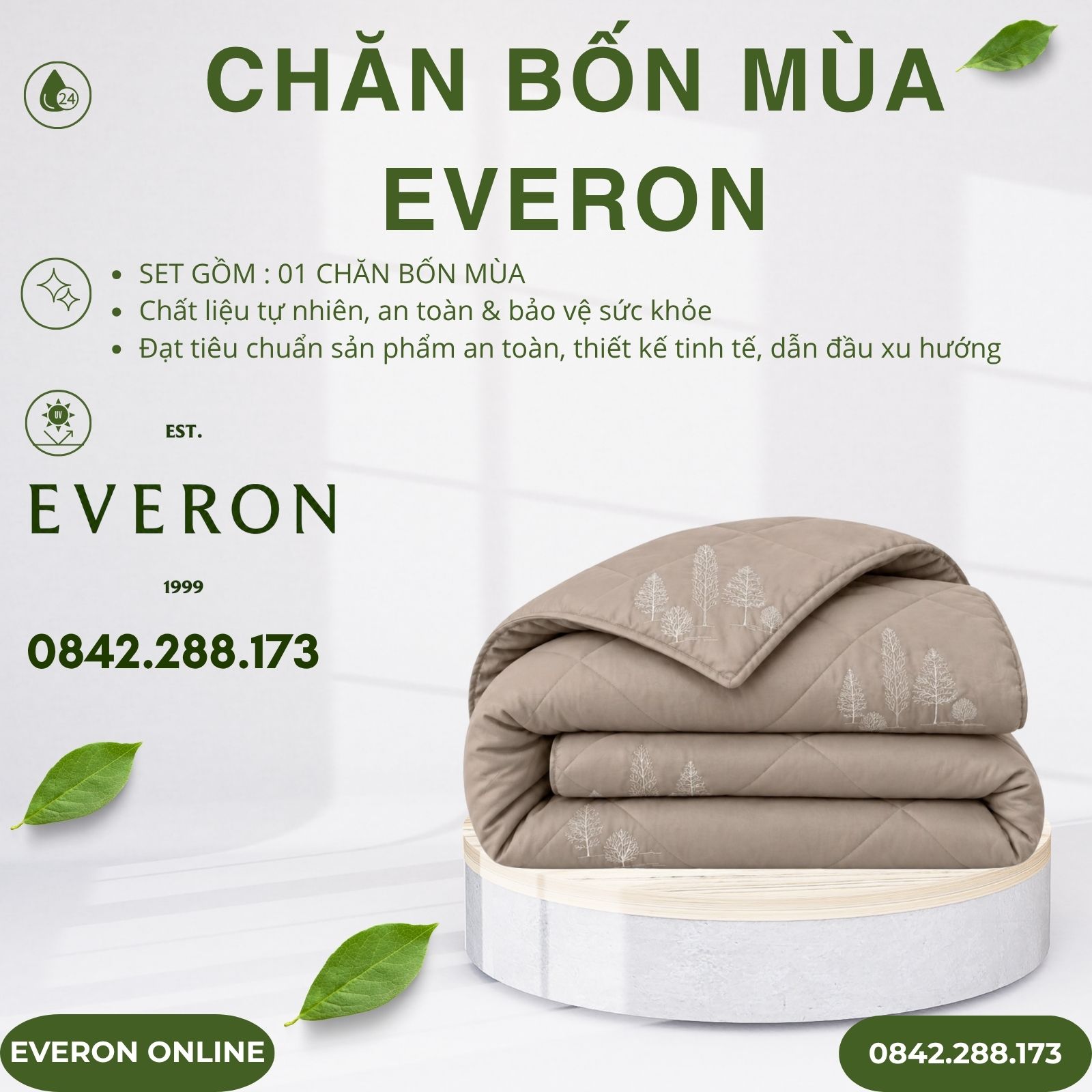 Chăn bốn mùa Everon ESTC27006 Pine Tencel Blend BST Những mảnh êm Chăn bốn mùa Everon ESTC27006 Pine Tencel Blend BST Những mảnh êm