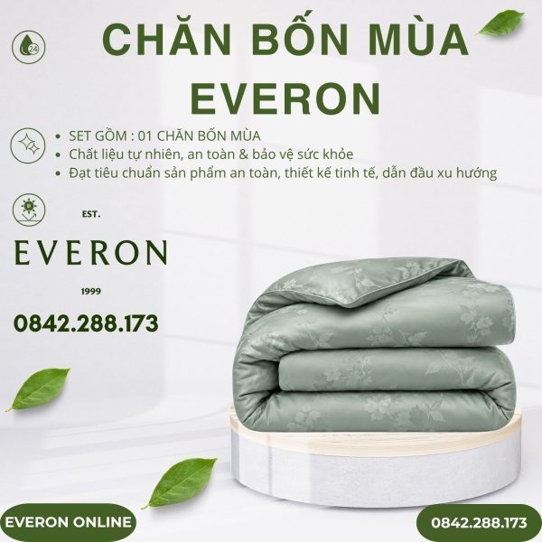 Chăn bốn mùa Everon ESTJ26009 Hồng tỉ muội Tencel Jacquard BST Đơm hoa
