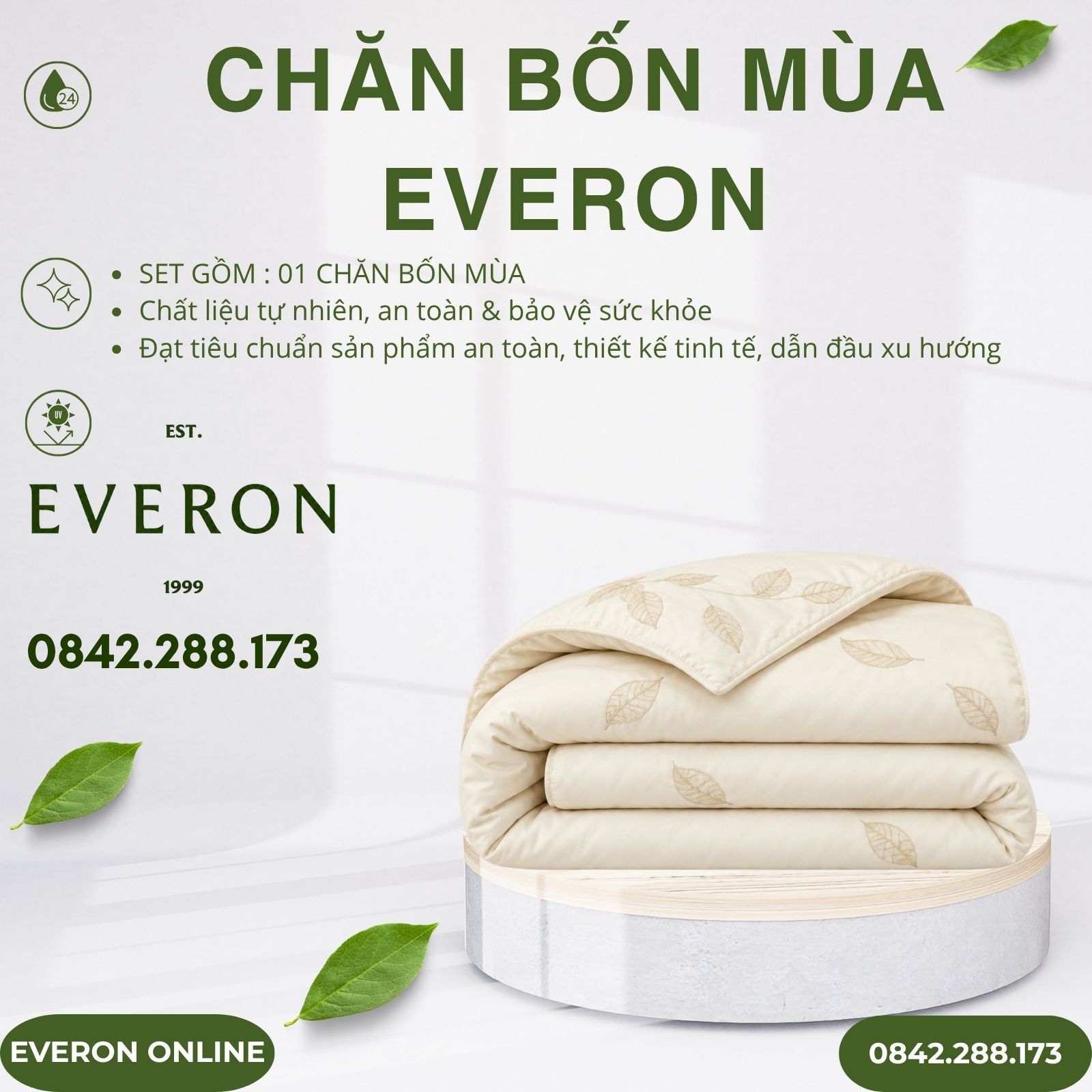 Chăn bốn mùa Everon ESTMC27011 Foliage Modal Cotton BST Những mảnh êm Chăn bốn mùa Everon ESTMC27011 Foliage Modal Cotton BST Những mảnh êm