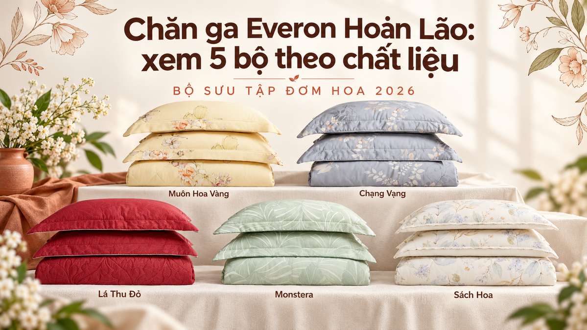 Chăn ga Everon Hoàn Lão xem 5 bộ theo chất liệu