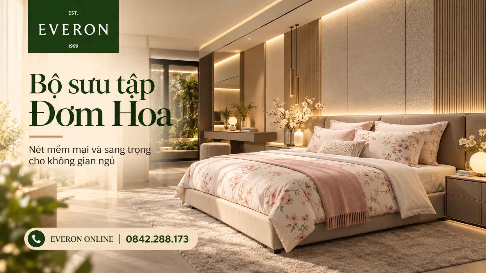 Chăn ga Everon Đơm Hoa: Điểm nhấn dịu dàng cho phòng ngủ