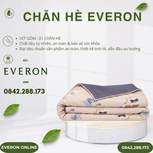 Chăn hè Everon CPM25202 Mèo Vui Vẻ Modal Cotton BST Cutie