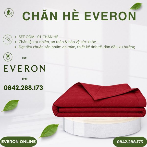 Chăn hè Everon EPC26016 lá thu đỏ Cotton Sateen BST Đơm Hoa