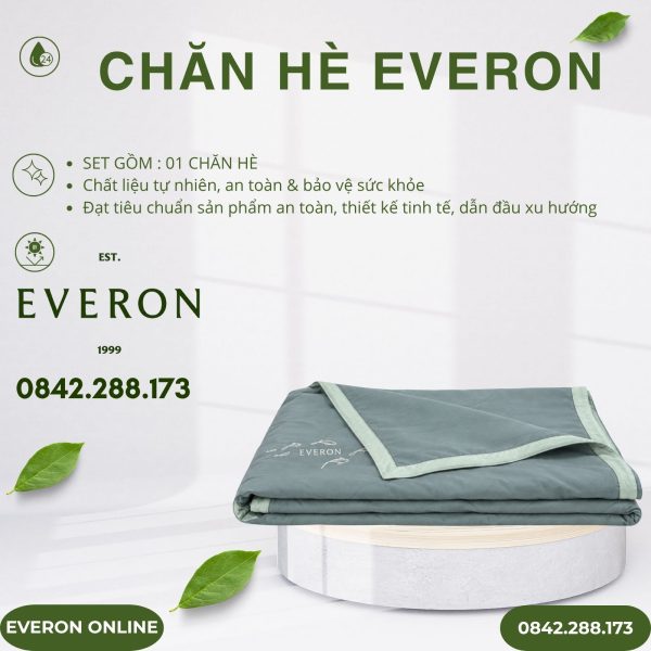 Chăn hè Everon ESB26005 mặt hồ xanh BST Đơm hoa