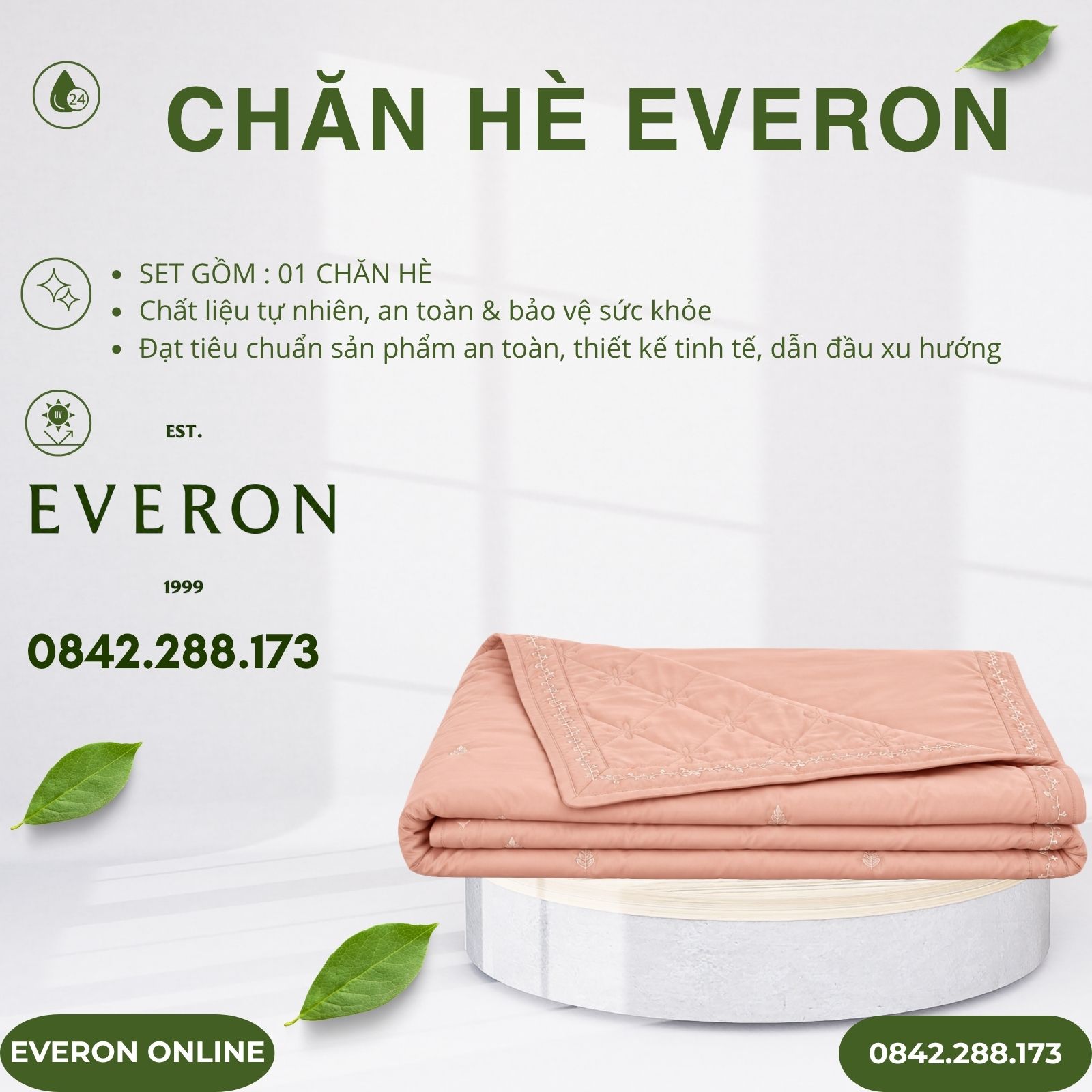Chăn hè Everon ESMOC27008 Blush Modal Cotton BST Những mảnh êm Chăn hè Everon ESMOC27008 Blush Modal Cotton BST Những mảnh êm