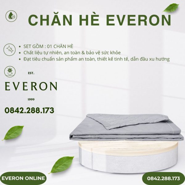 Chăn hè Everon EST25042 hoa thêu xám Tencel BST Ever-on