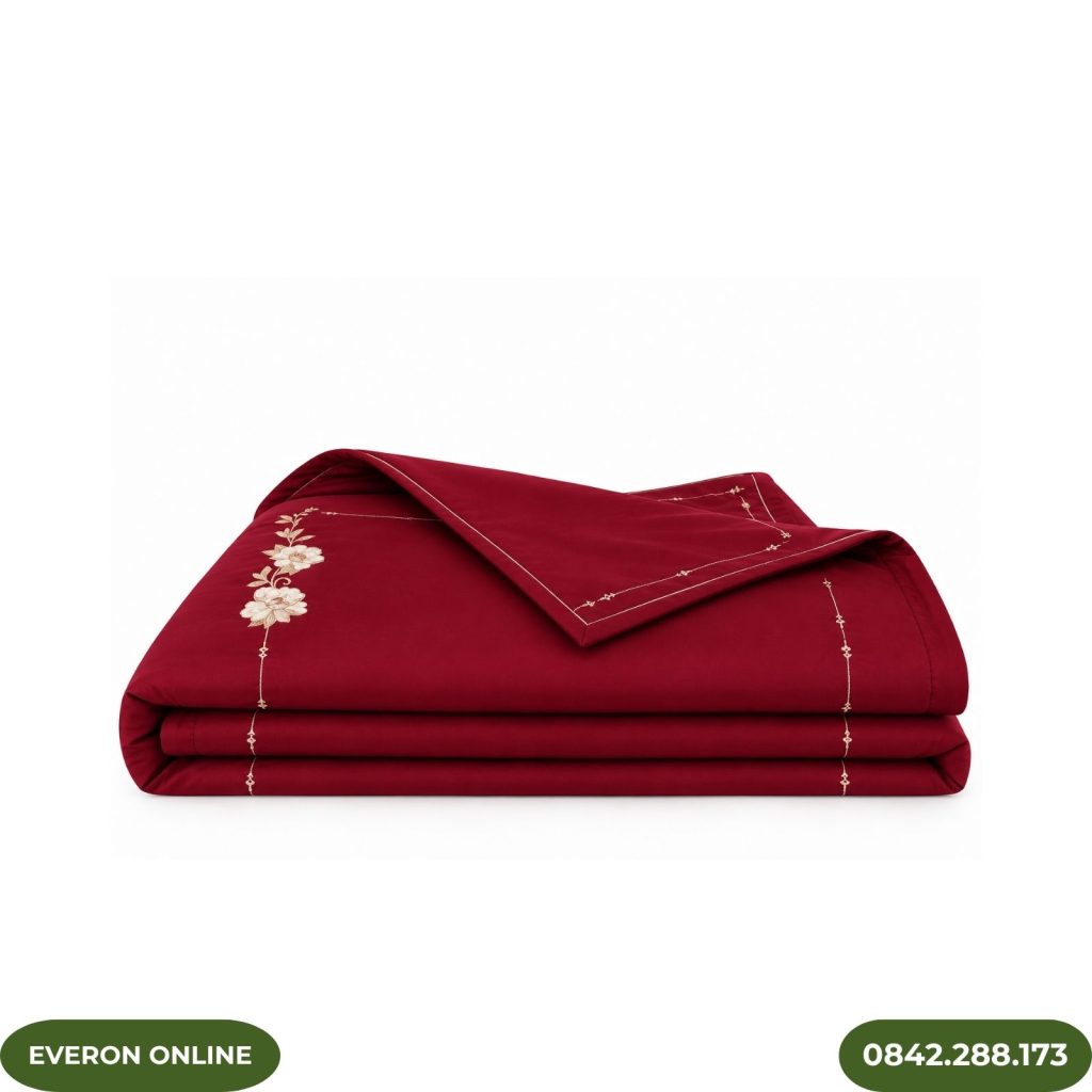 Chăn hè Everon ESTC26007 cẩm chướng đỏ BST Đơm Hoa