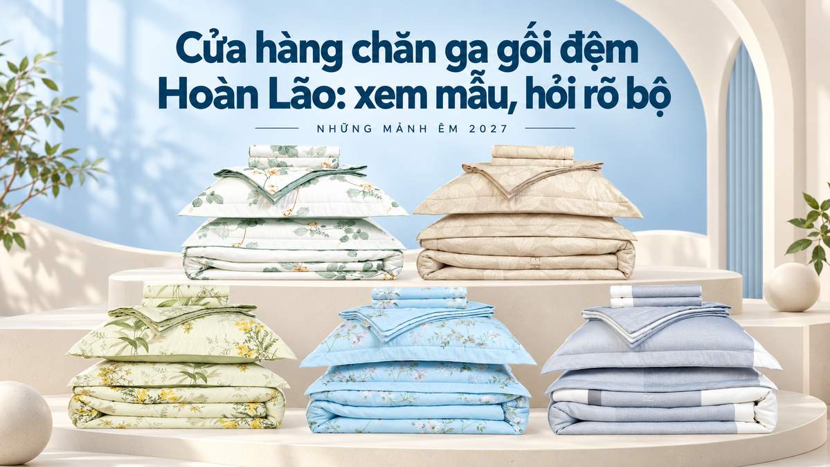 Cửa hàng chăn ga gối đệm Hoàn Lão xem mẫu, hỏi rõ bộ