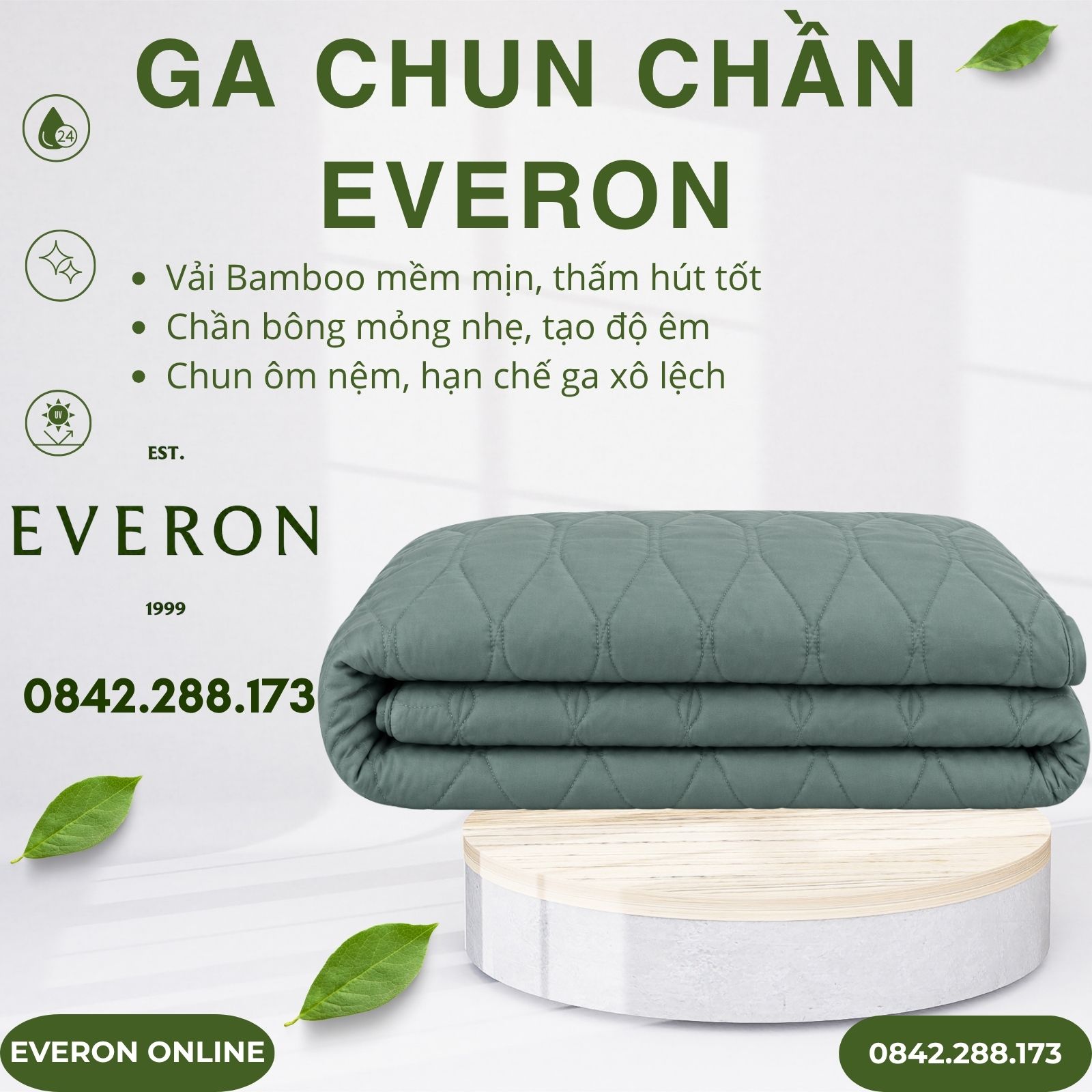 Ga Chun Chần Everon ESB26010 Gợn Sóng Biếc Bamboo Ga Chun Chần Everon ESB26010 Gợn Sóng Biếc Bamboo