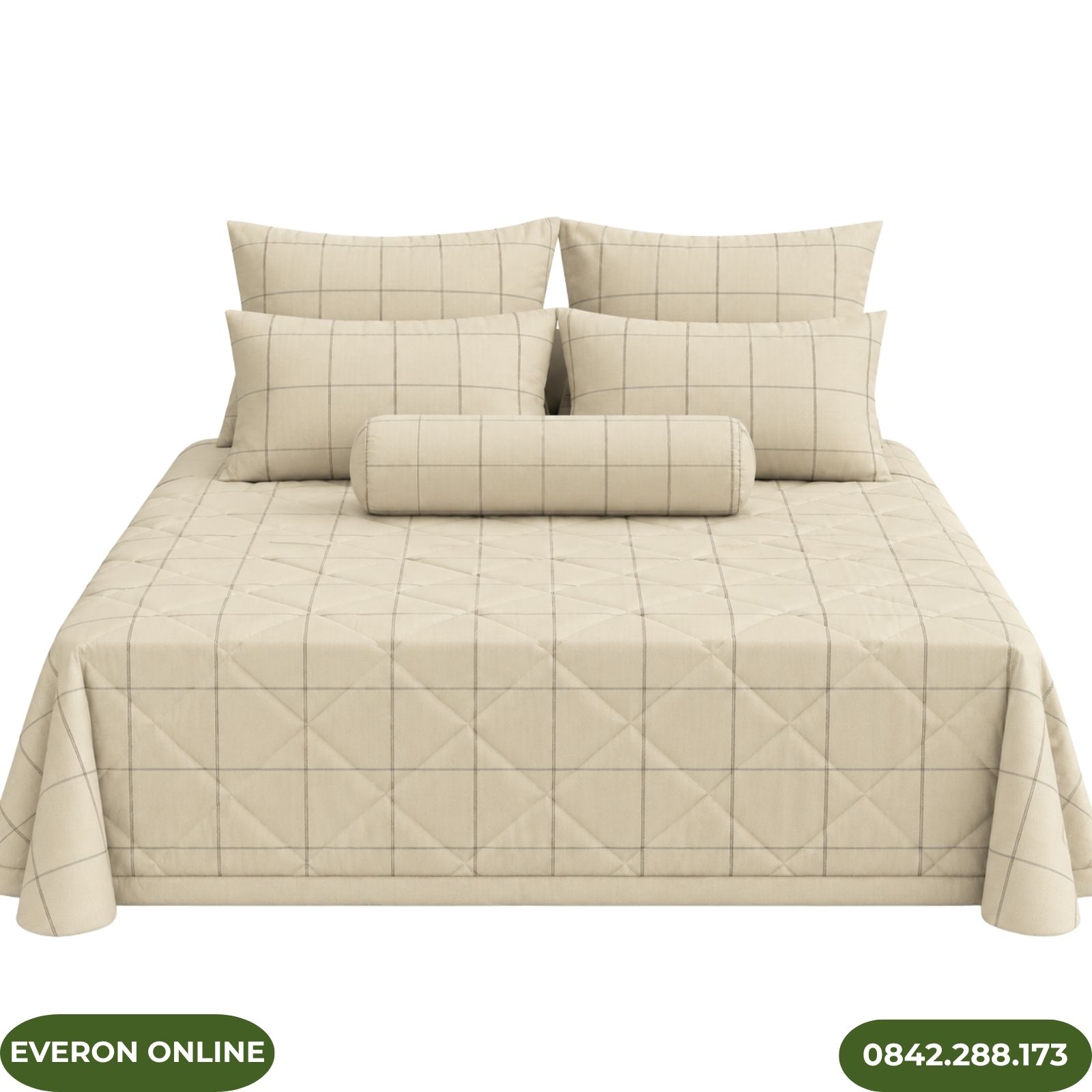 Ga Phủ Everon EPC27032 Cotton Kẻ Ô Xám Nâu