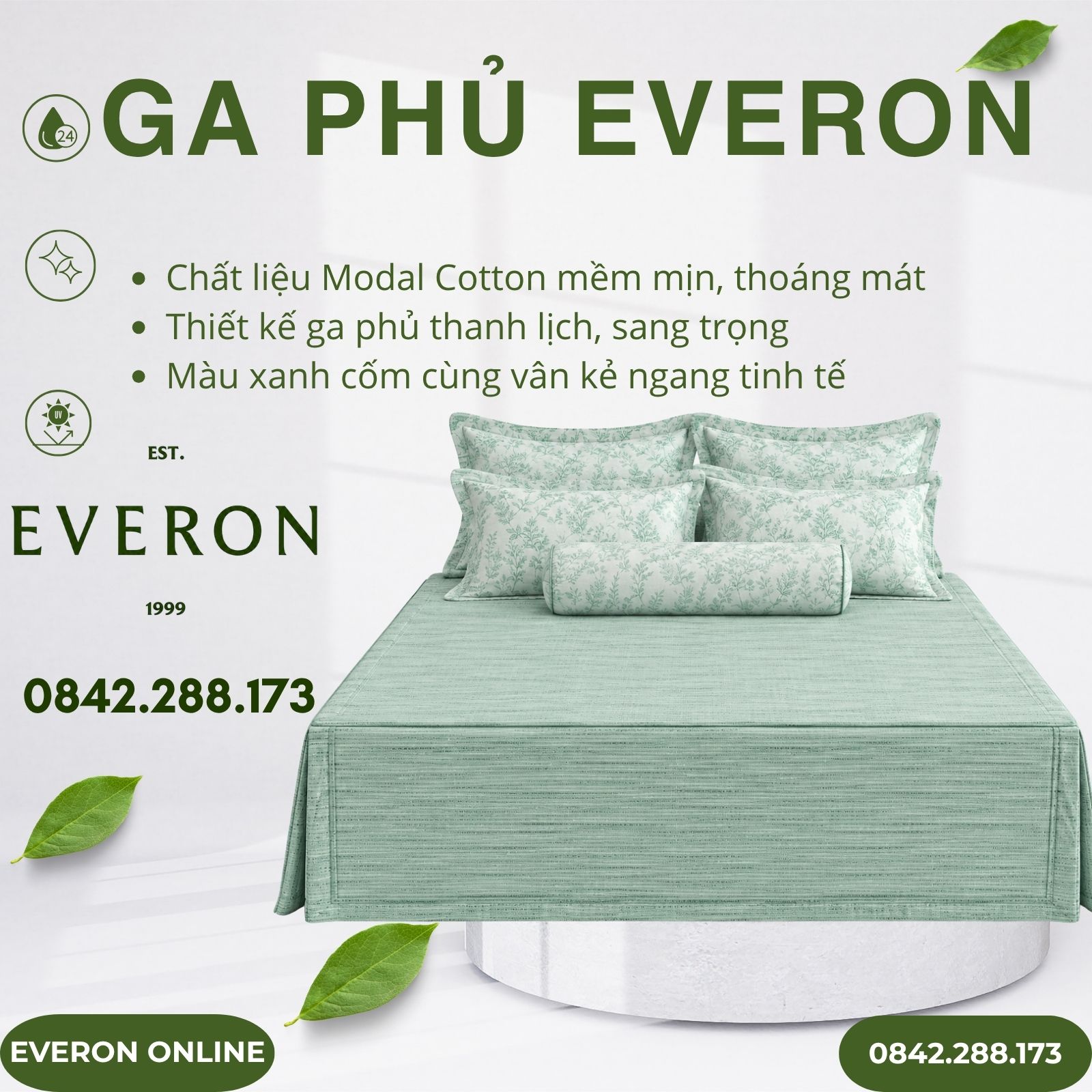 Ga Phủ Everon EPM25031 Lá Thạch Thảo Modal Cotton Ga Phủ Everon EPM25031 Lá Thạch Thảo Modal Cotton