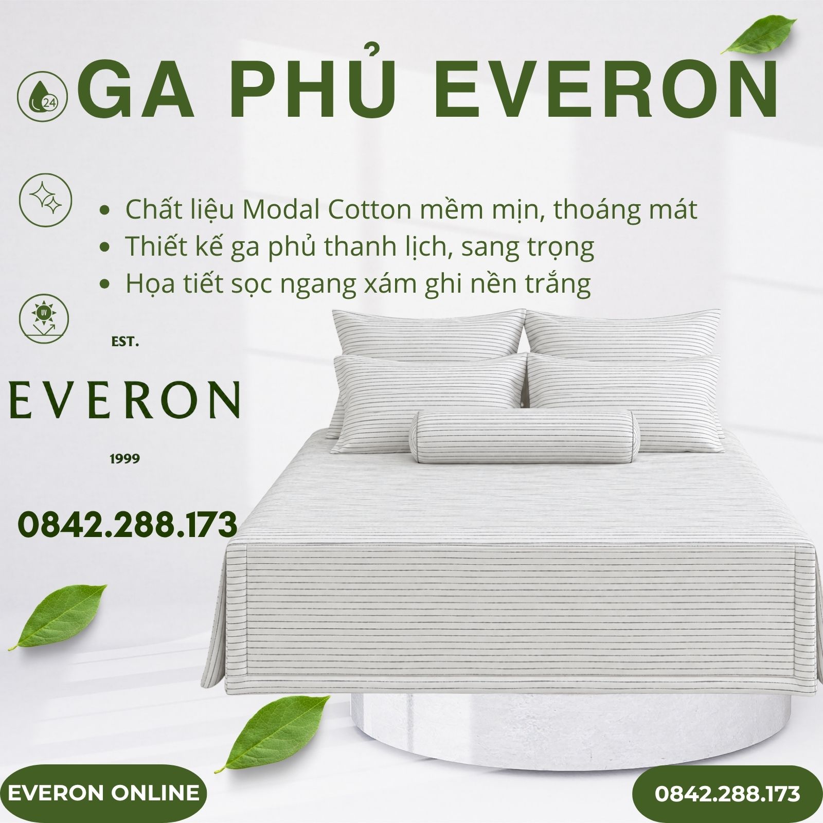 Ga Phủ Everon EPM25038 Đường Sọc Ngang Modal Cotton Ga Phủ Everon EPM25038 Đường Sọc Ngang Modal Cotton
