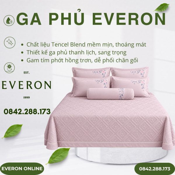 Ga Phủ Everon ESTC26003 Mẫu Đơn Tím Tencel Blend