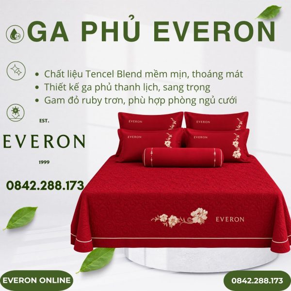Ga Phủ Everon ESTC26007 Cẩm Chướng Đỏ Tencel Blend