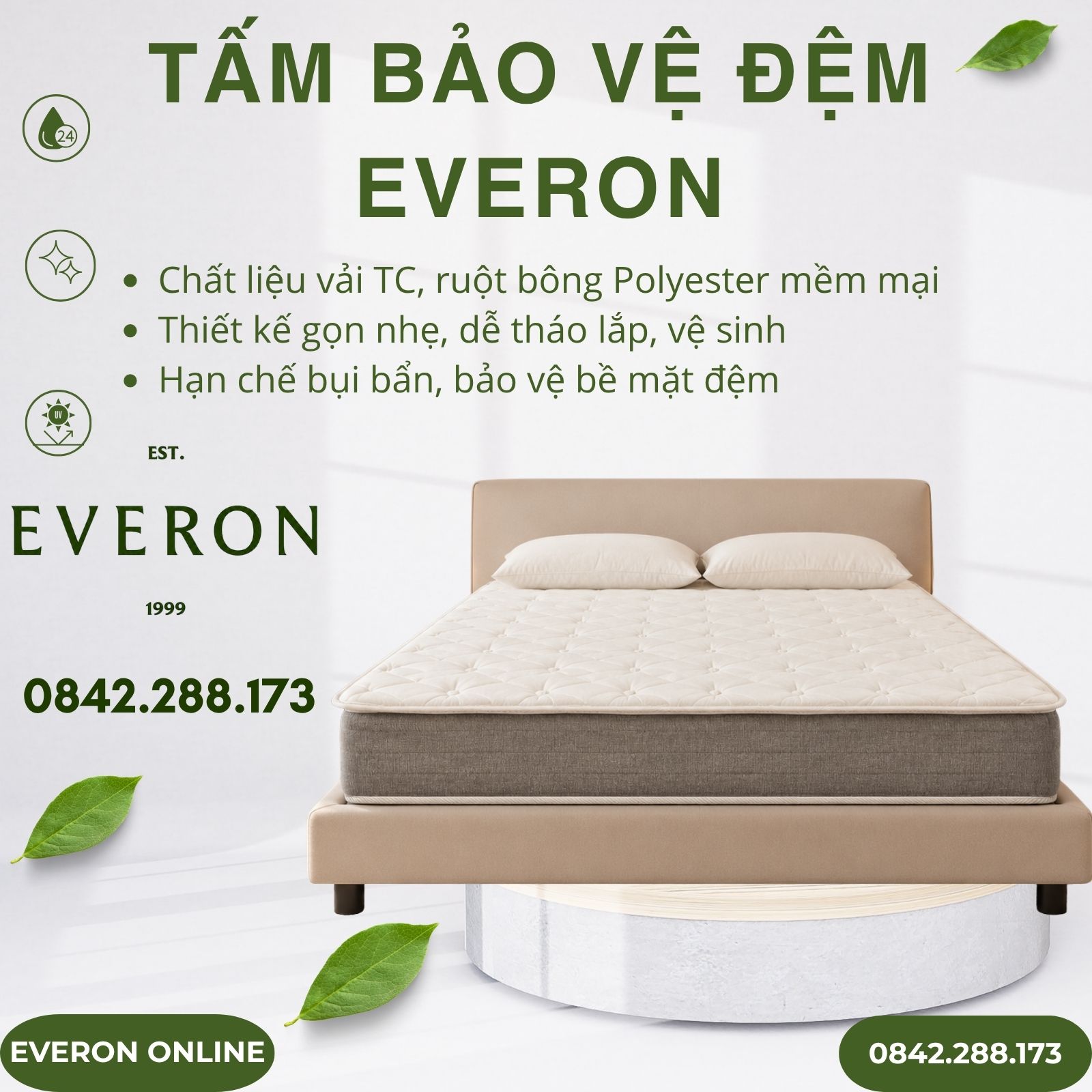 Tấm Bảo Vệ Đệm Everon Cao Cấp Mềm Mại Tấm Bảo Vệ Đệm Everon Cao Cấp Mềm Mại