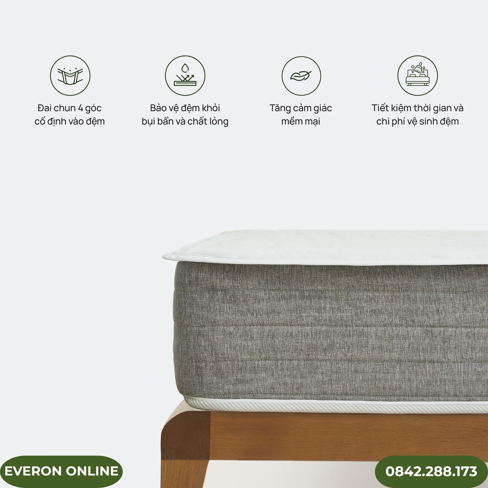 Tấm Bảo Vệ Đệm Everon Chần Bông Êm Ái Tấm Bảo Vệ Đệm Everon Chần Bông Êm Ái