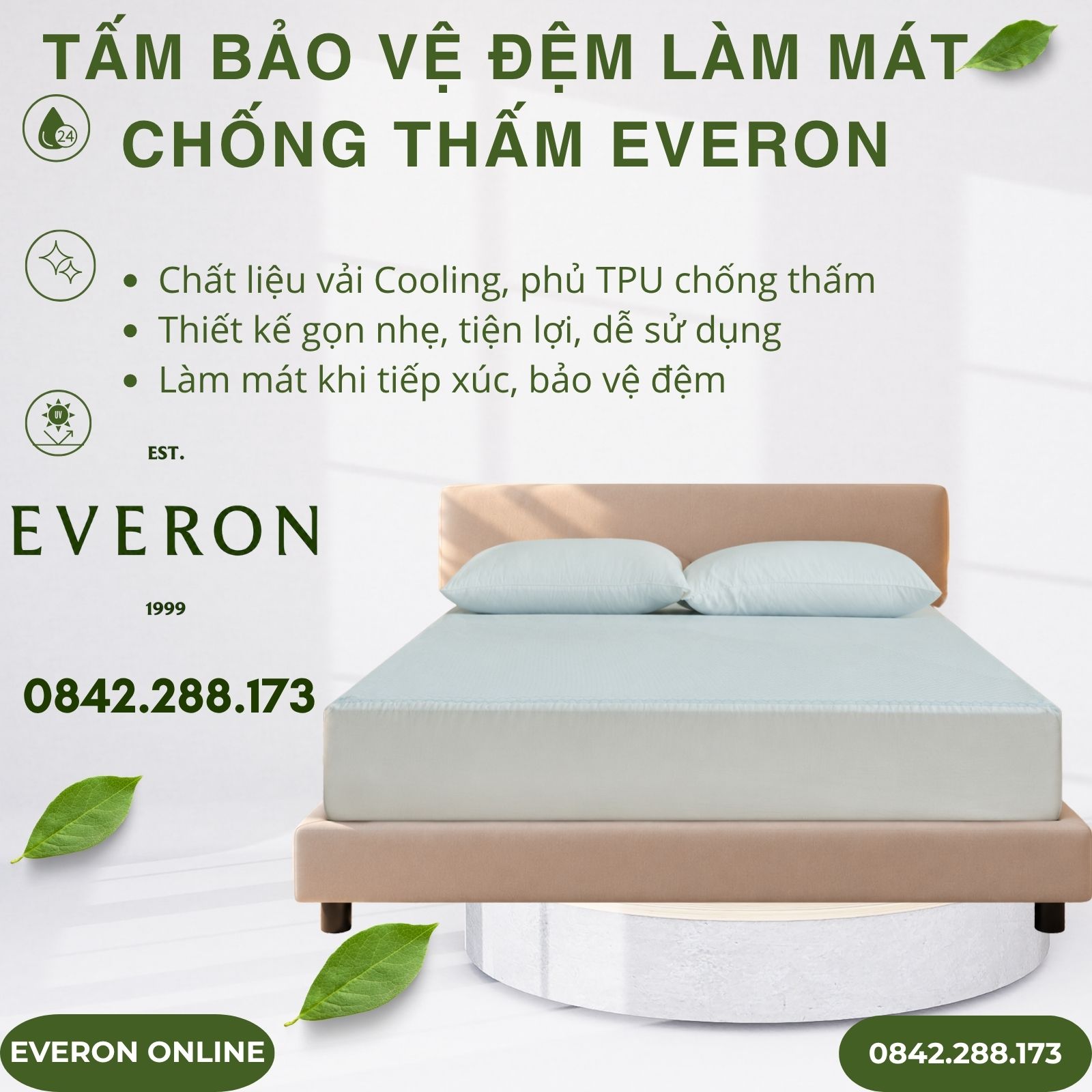 Tấm Bảo Vệ Đệm Làm Mát Chống Thấm Everon Cao Cấp Tấm Bảo Vệ Đệm Làm Mát Chống Thấm Everon Cao Cấp