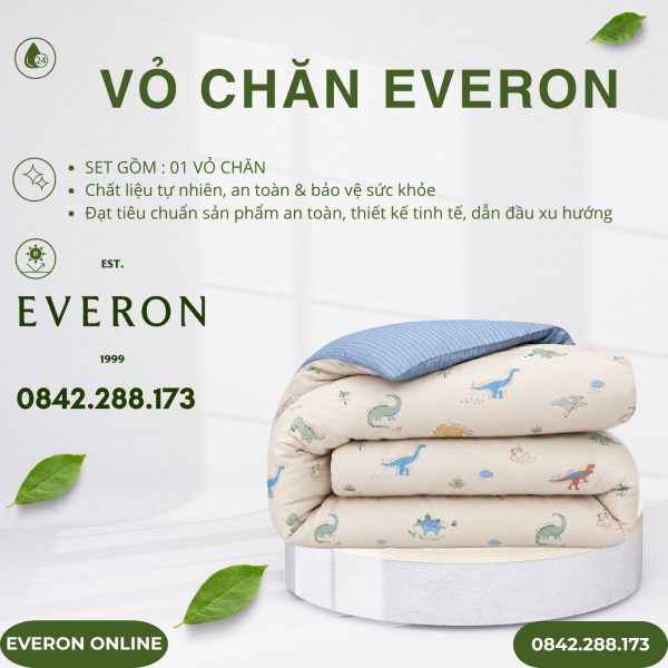 Vỏ Chăn Everon CPC26204 Cổ Dài Ba Sừng Cotton Sateen BST Cutie