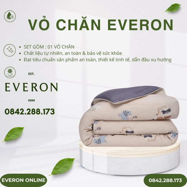 Vỏ Chăn Everon CPM25202 Mèo Vui Vẻ Modal Cotton BST Cutie
