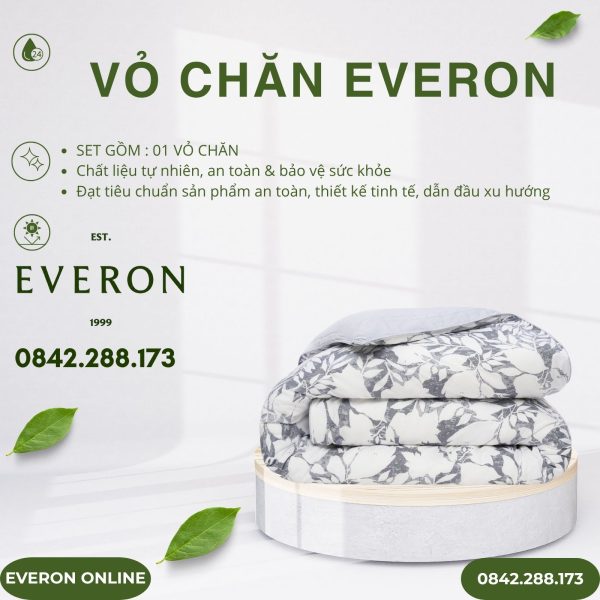 Vỏ Chăn Everon EPM25026 chùm lá tinh tế Modal Cotton BST Khu vườn tinh hoa