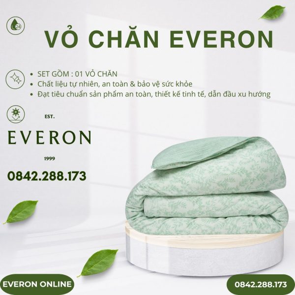 Vỏ Chăn Everon EPM25031 lá thạch thảo Modal Cotton BST Ever-on