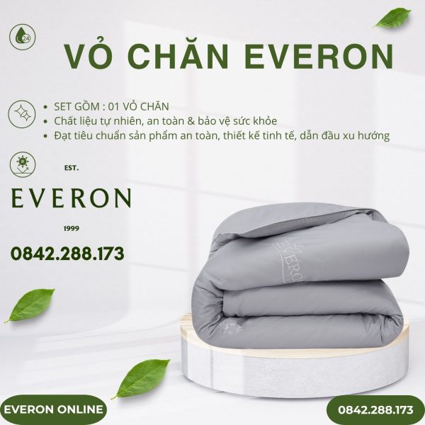 Vỏ Chăn Everon EST25042 hoa thêu xám Tencel BST Ever-on