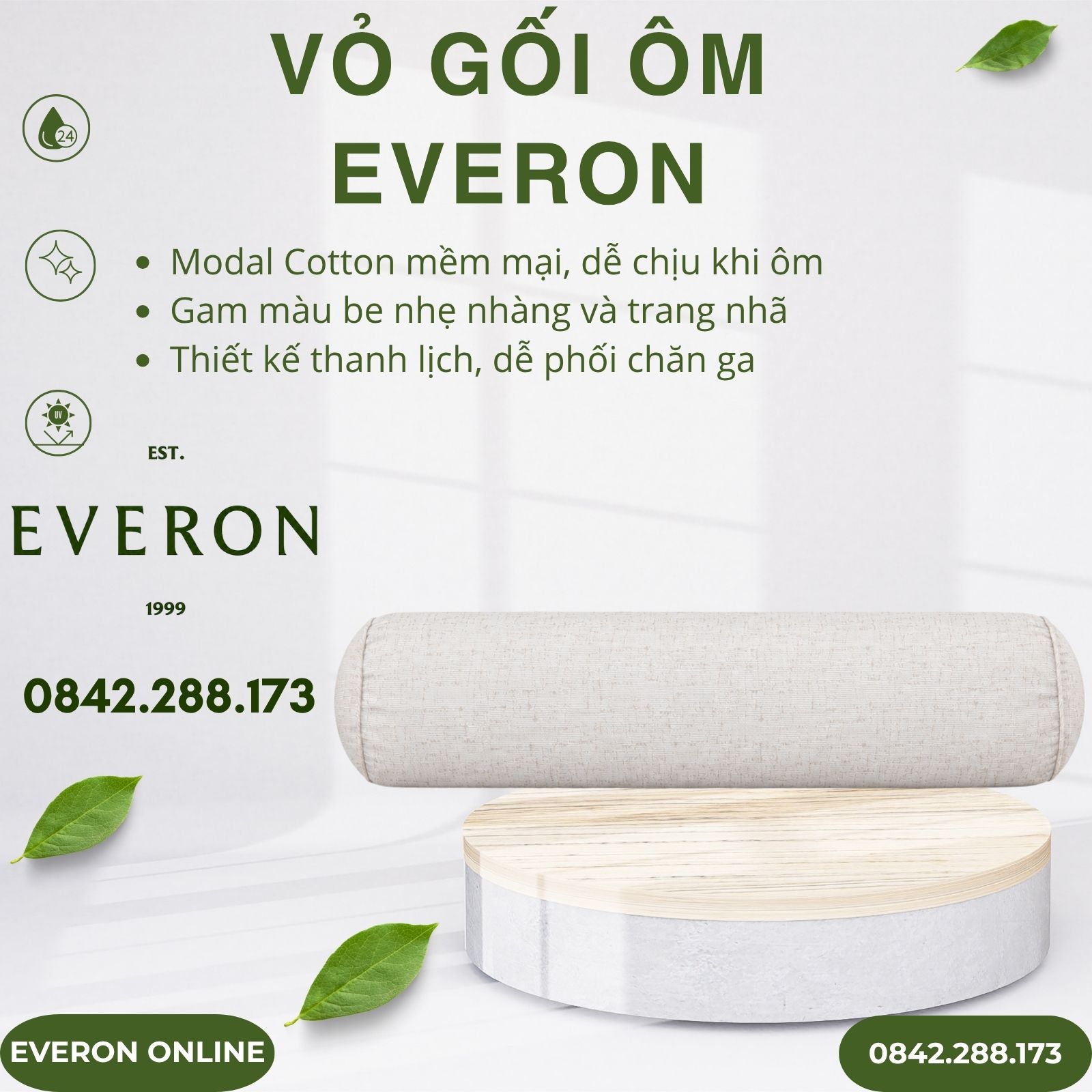 Vỏ Gối Ôm Everon EPM25016 Tiếng Vỗ Về Modal Cotton Vỏ Gối Ôm Everon EPM25016 Tiếng Vỗ Về Modal Cotton