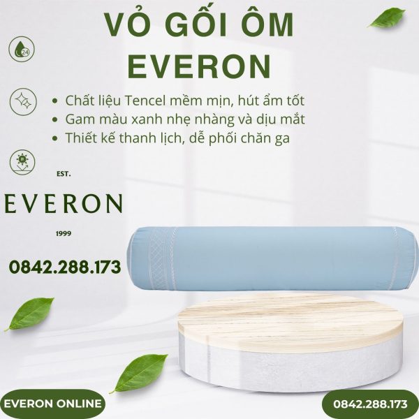 Vỏ Gối Ôm Everon EST25034 Làn Nước Xanh Tencel
