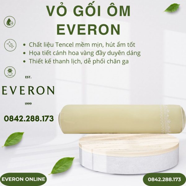 Vỏ Gối Ôm Everon EST25040 Cánh Hoa Vàng Tencel