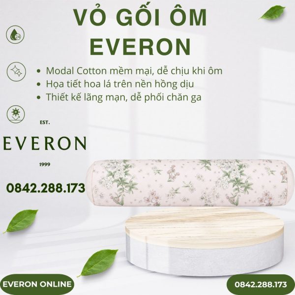 Vỏ Gối Ôm Modal Everon Nét Hứng Khởi EPM25010 Họa Tiết Hoa Hồng Dịu