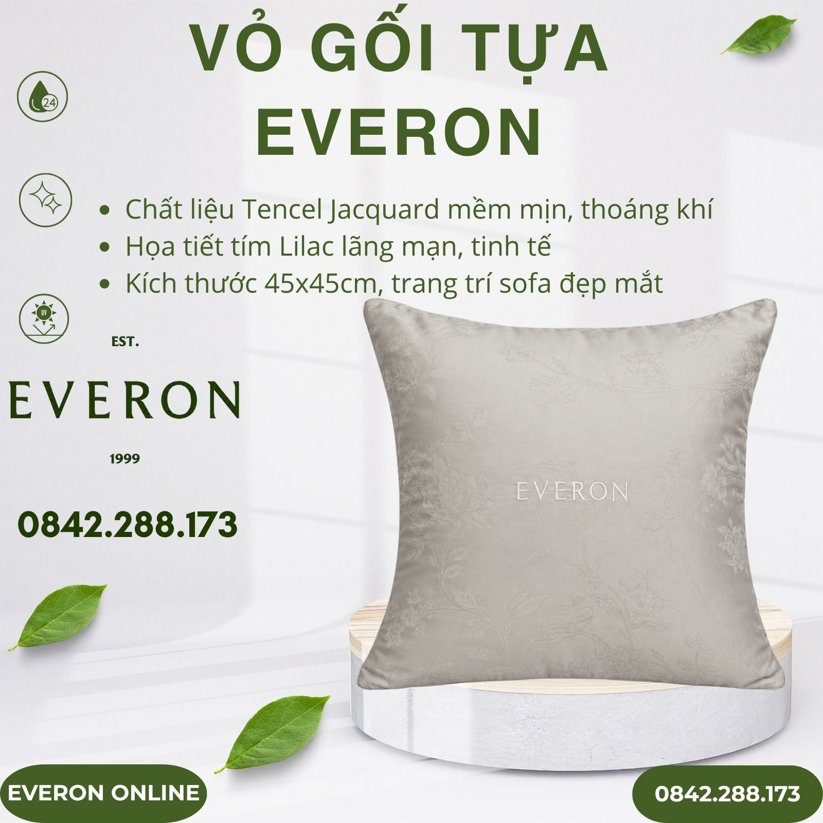 Vỏ Gối Tựa Everon Lilac 45x45 Vỏ Gối Tựa Everon Lilac 45x45