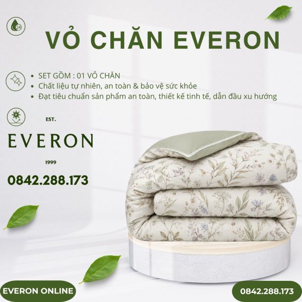 Vỏ chăn Everon EPC26014 sách hoa Cotton Sateen BST Đơm hoa
